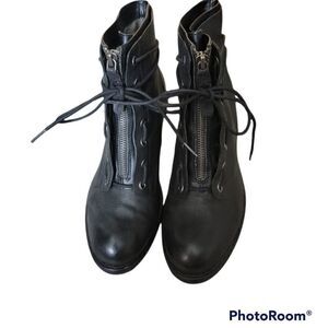 Luxury Rebel Black Leather Booties. Size 38.5